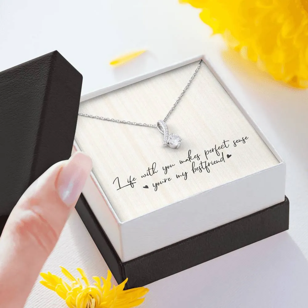 Best Friends Ribbon Drop Pendant Necklace