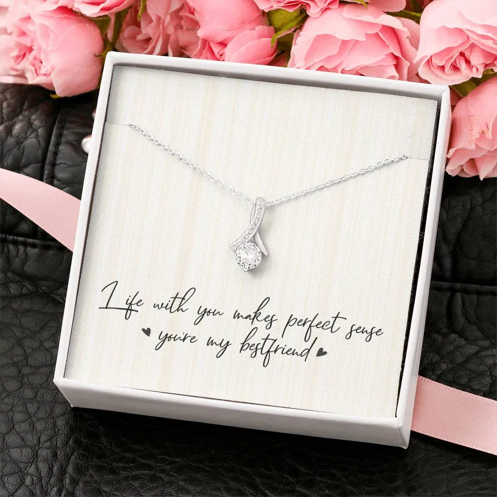 Best Friends Ribbon Drop Pendant Necklace