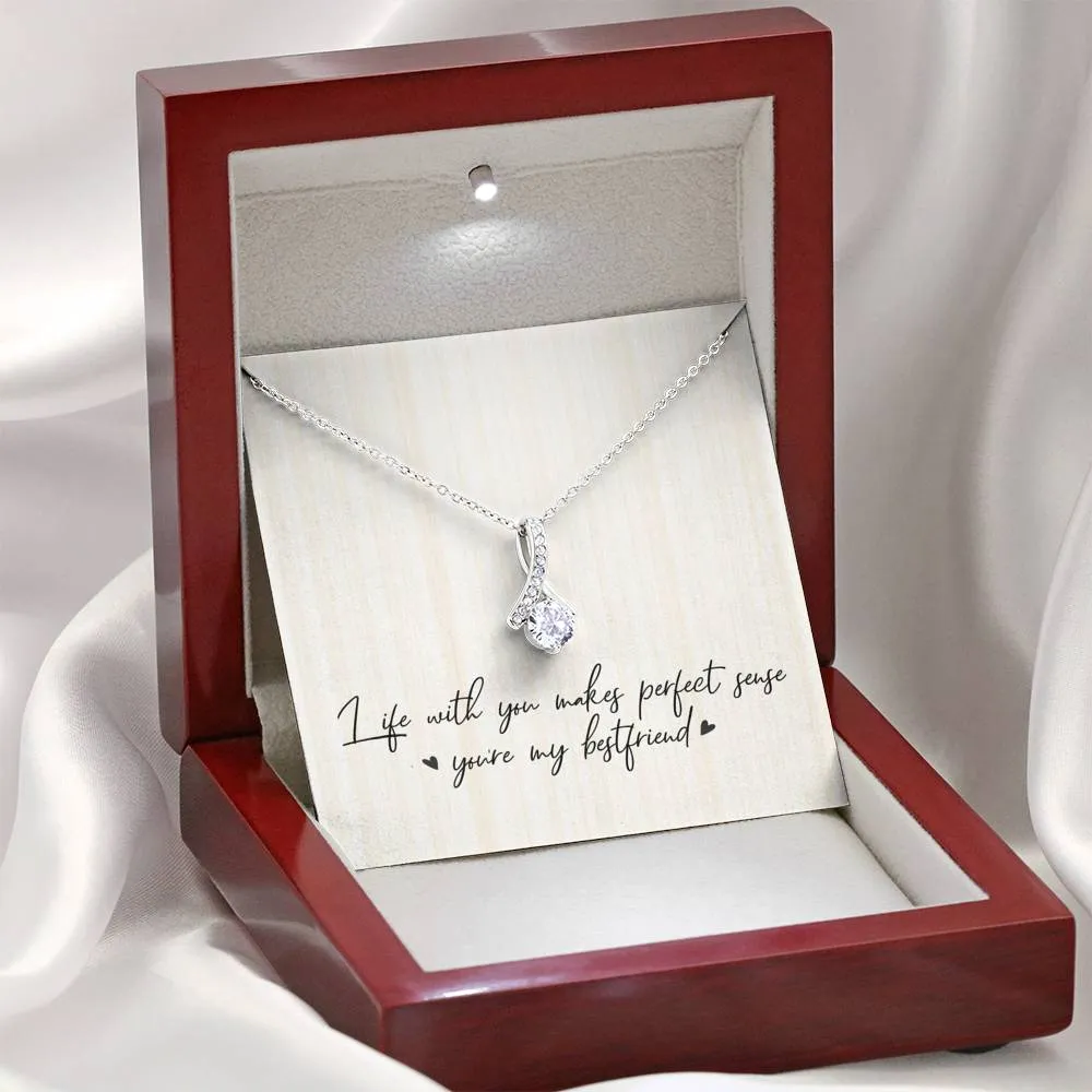 Best Friends Ribbon Drop Pendant Necklace