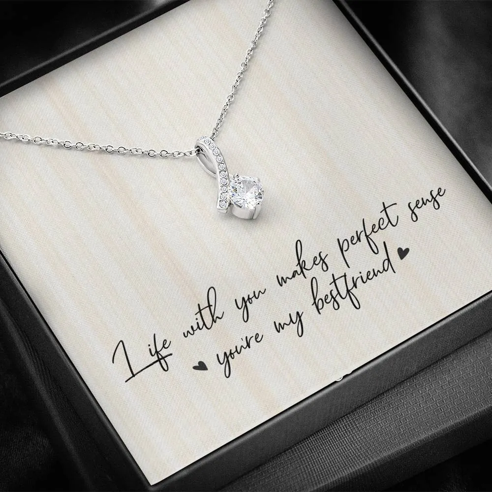 Best Friends Ribbon Drop Pendant Necklace