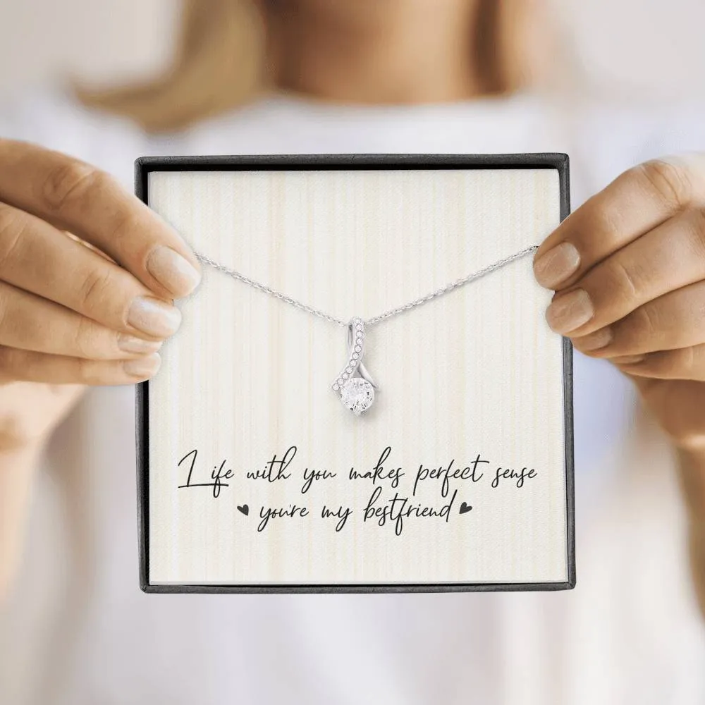 Best Friends Ribbon Drop Pendant Necklace