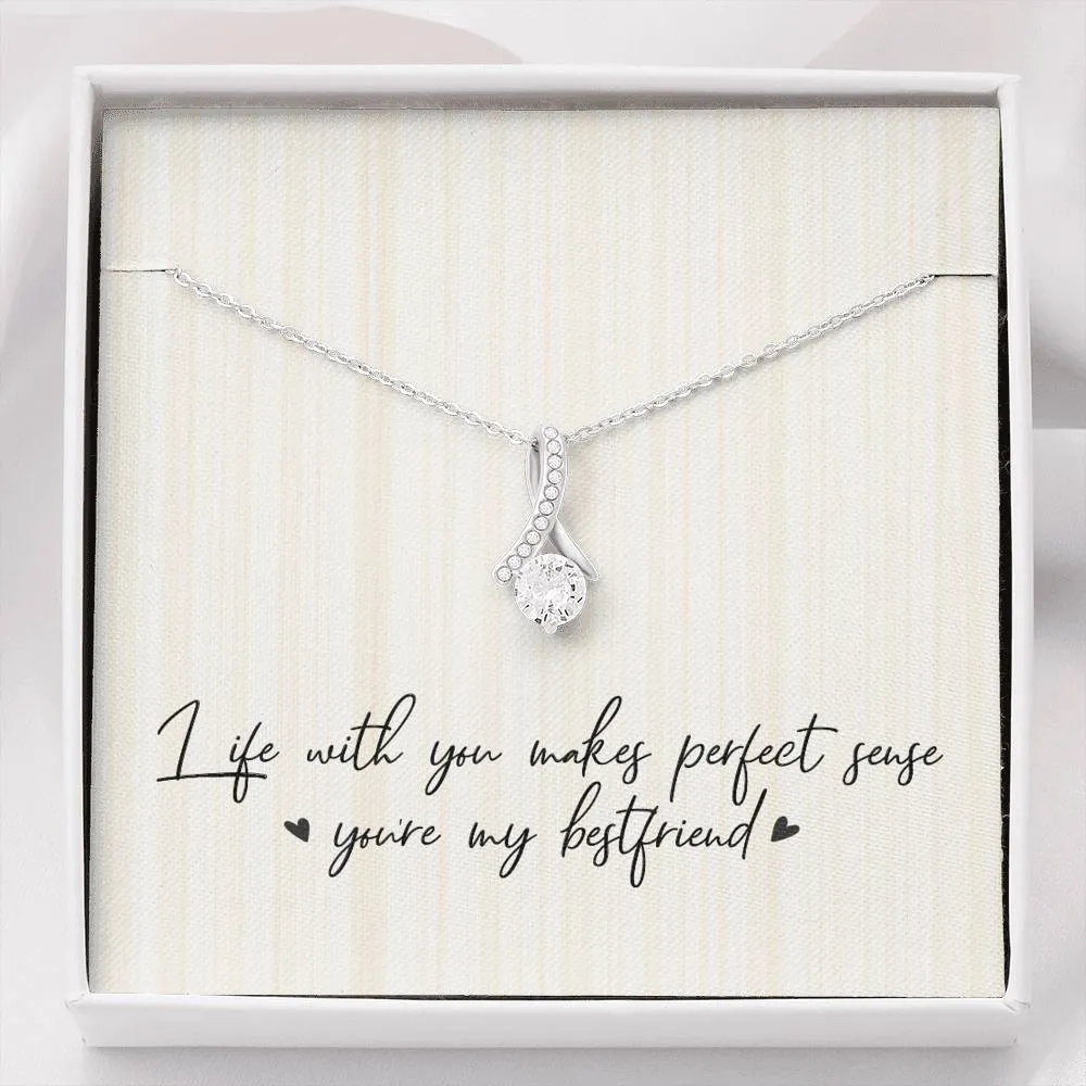 Best Friends Ribbon Drop Pendant Necklace