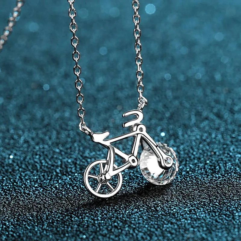 Bicycle Necklace - CZ or Moissanite