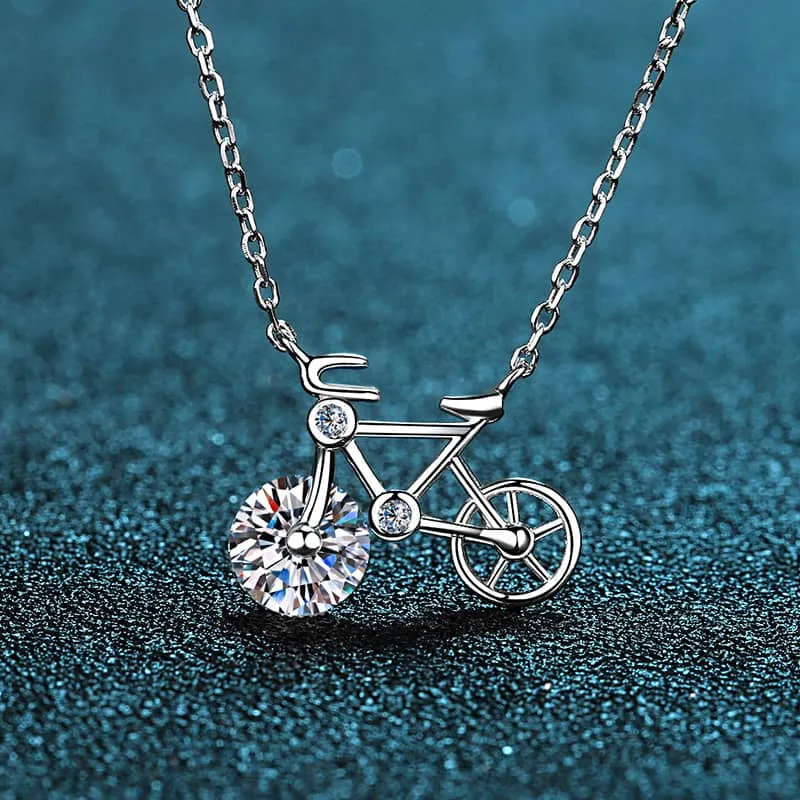 Bicycle Necklace - CZ or Moissanite
