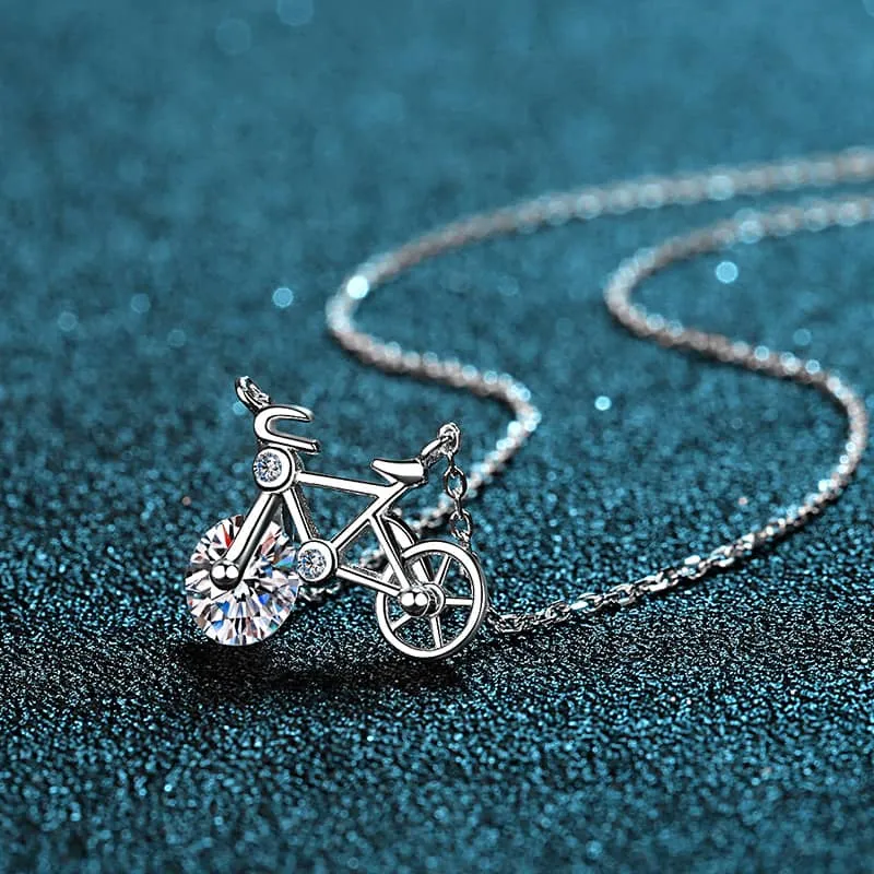 Bicycle Necklace - CZ or Moissanite