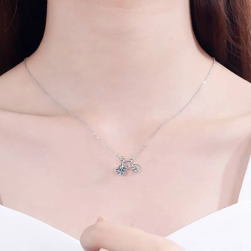 Bicycle Necklace - CZ or Moissanite