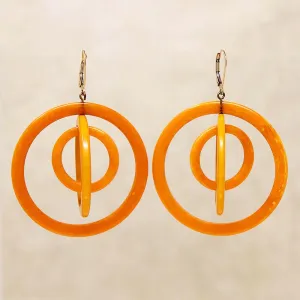 Big Bright Orange Bakelite Statement Earrings