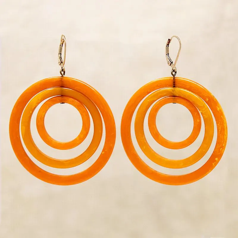 Big Bright Orange Bakelite Statement Earrings