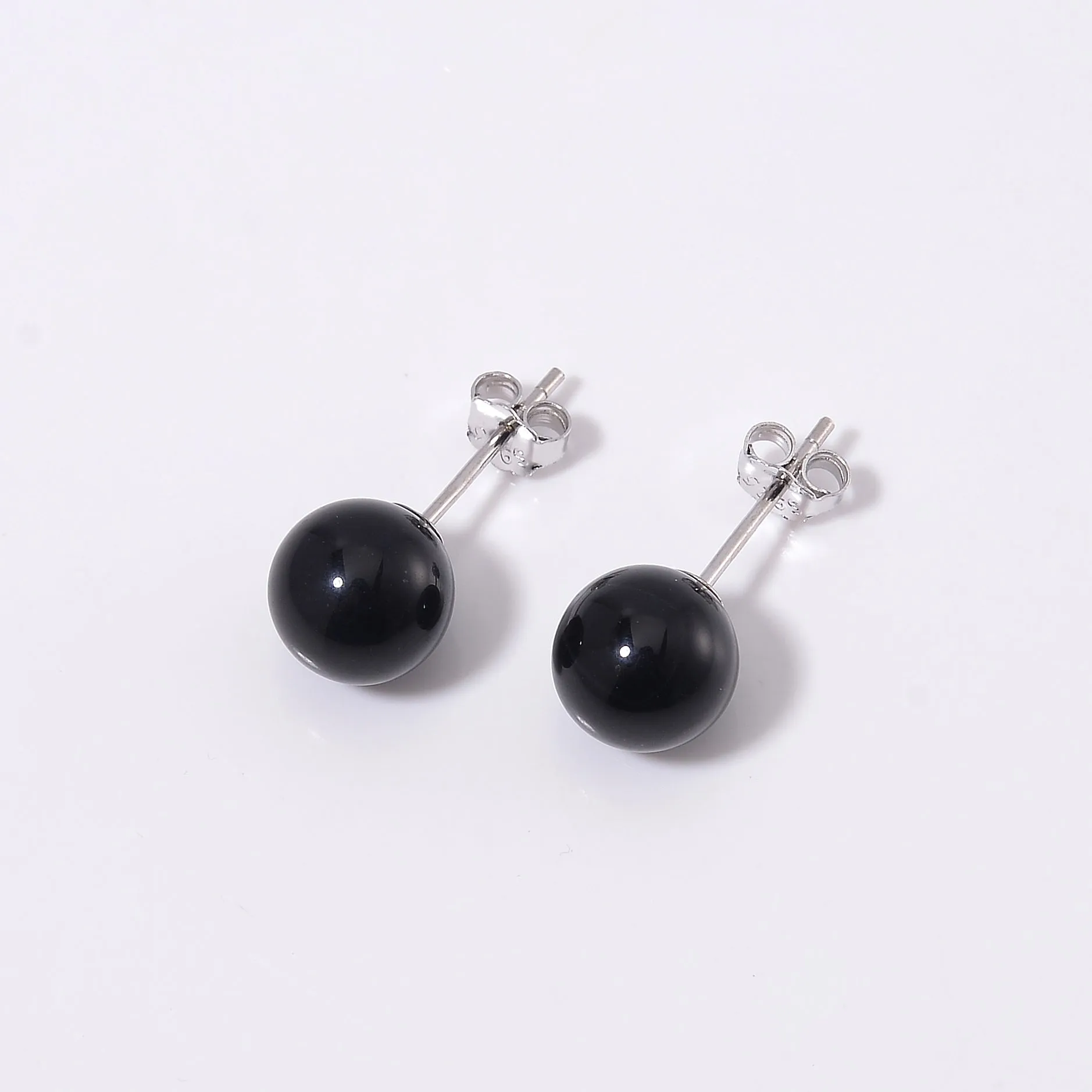 Black Agate Stud Earrings