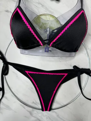 Black & Neon Pink Triangle Top