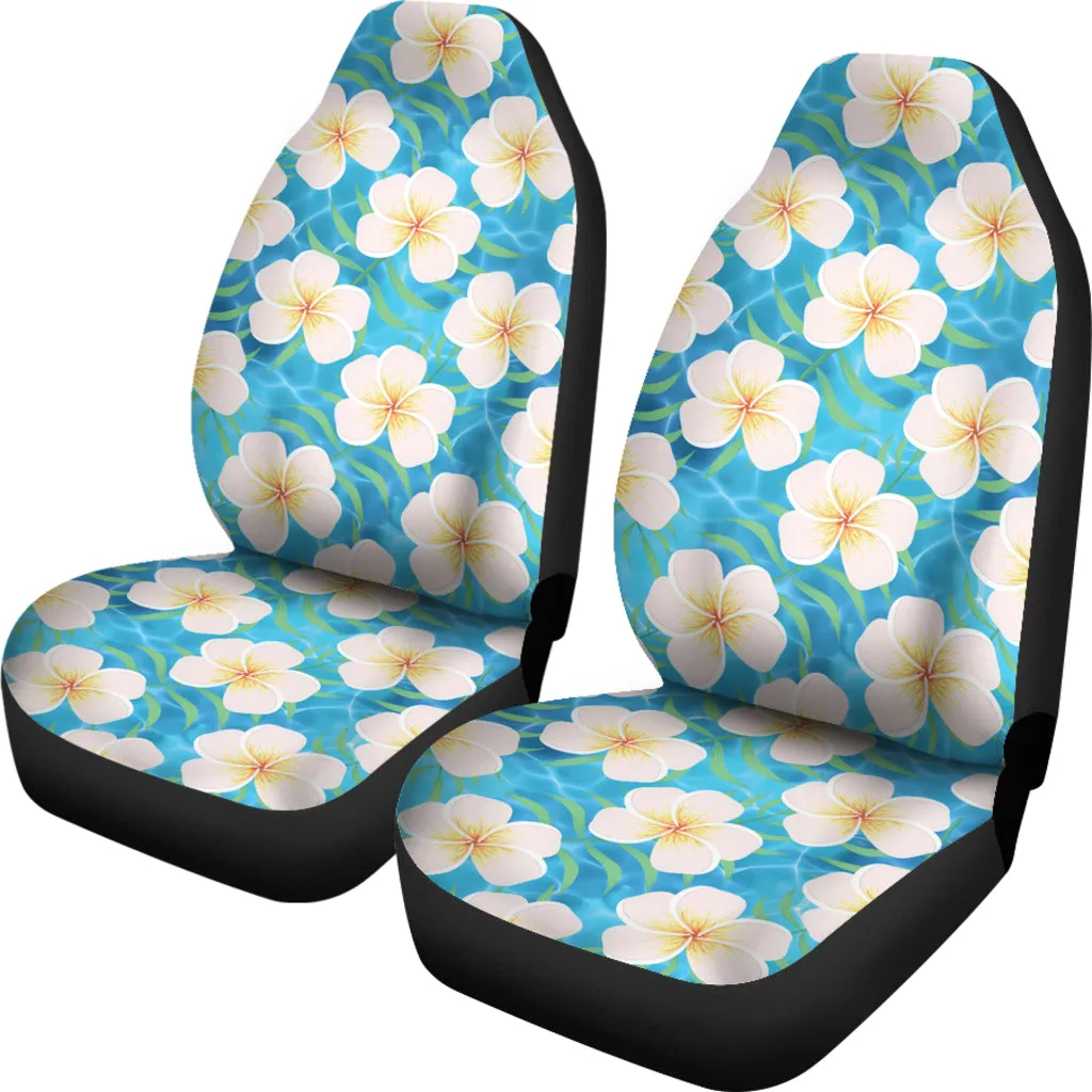 Blue Ocean Water Hawaiian Plumeria Frangipani Flower Pattern Island Tropical Flowers