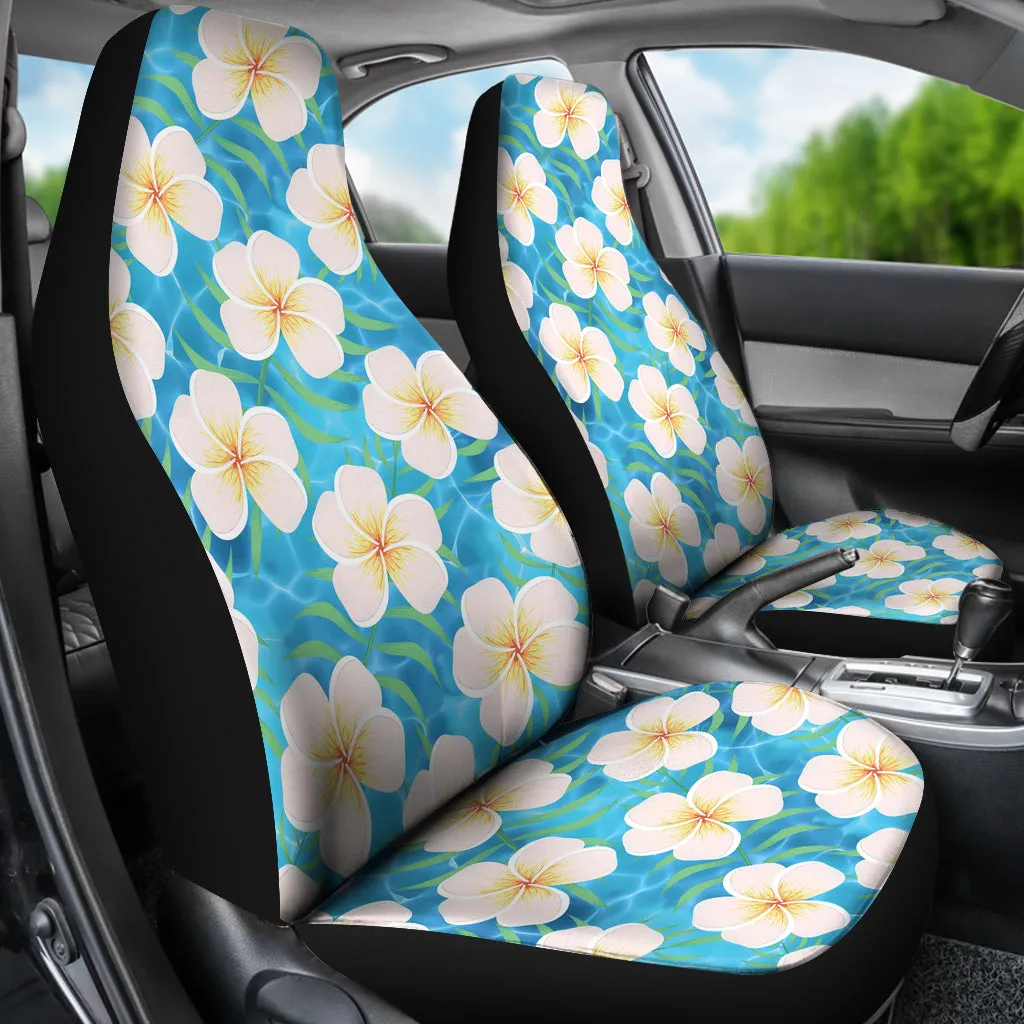 Blue Ocean Water Hawaiian Plumeria Frangipani Flower Pattern Island Tropical Flowers