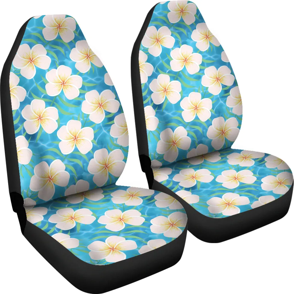 Blue Ocean Water Hawaiian Plumeria Frangipani Flower Pattern Island Tropical Flowers