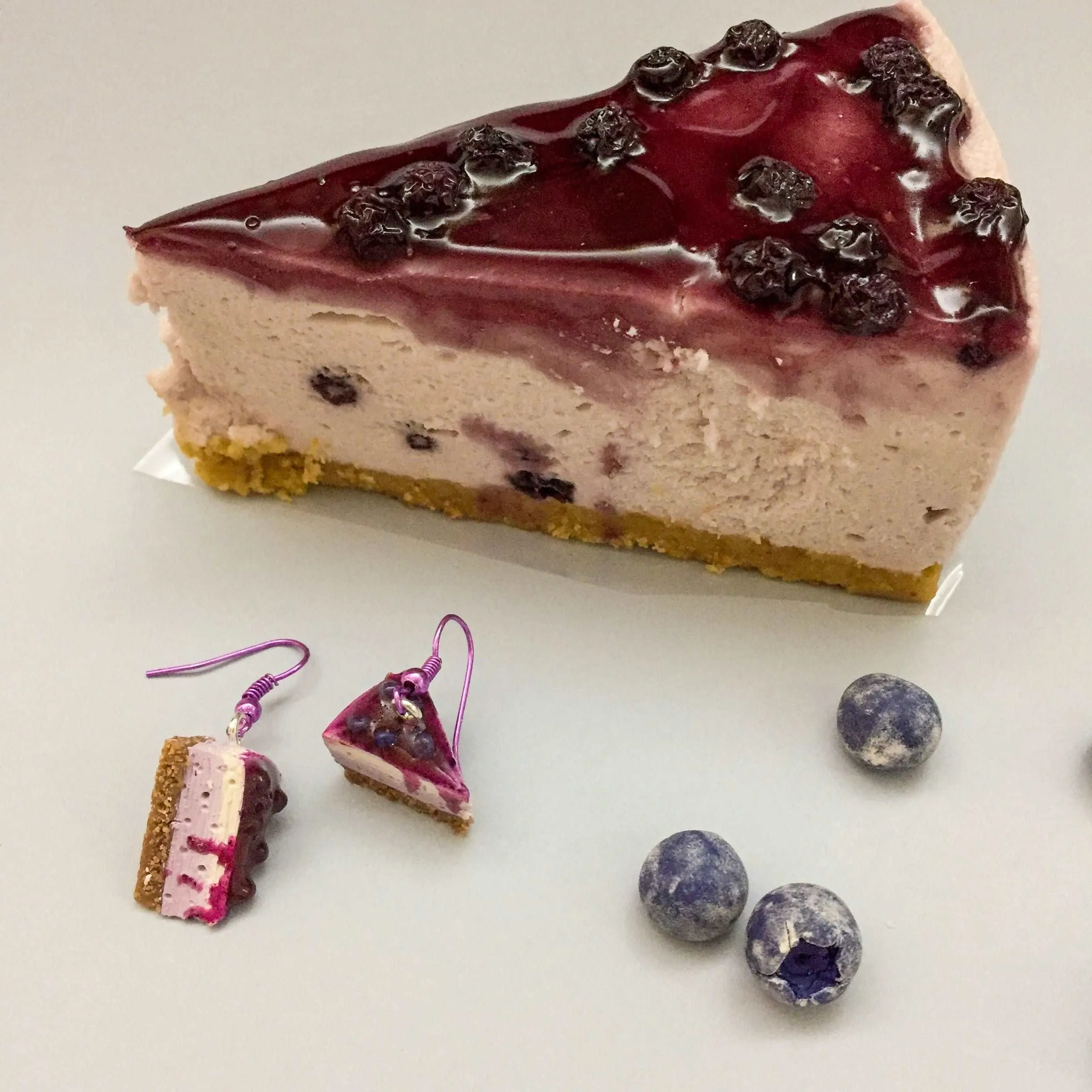 Blueberry Cheesecake Miniature Food Earrings