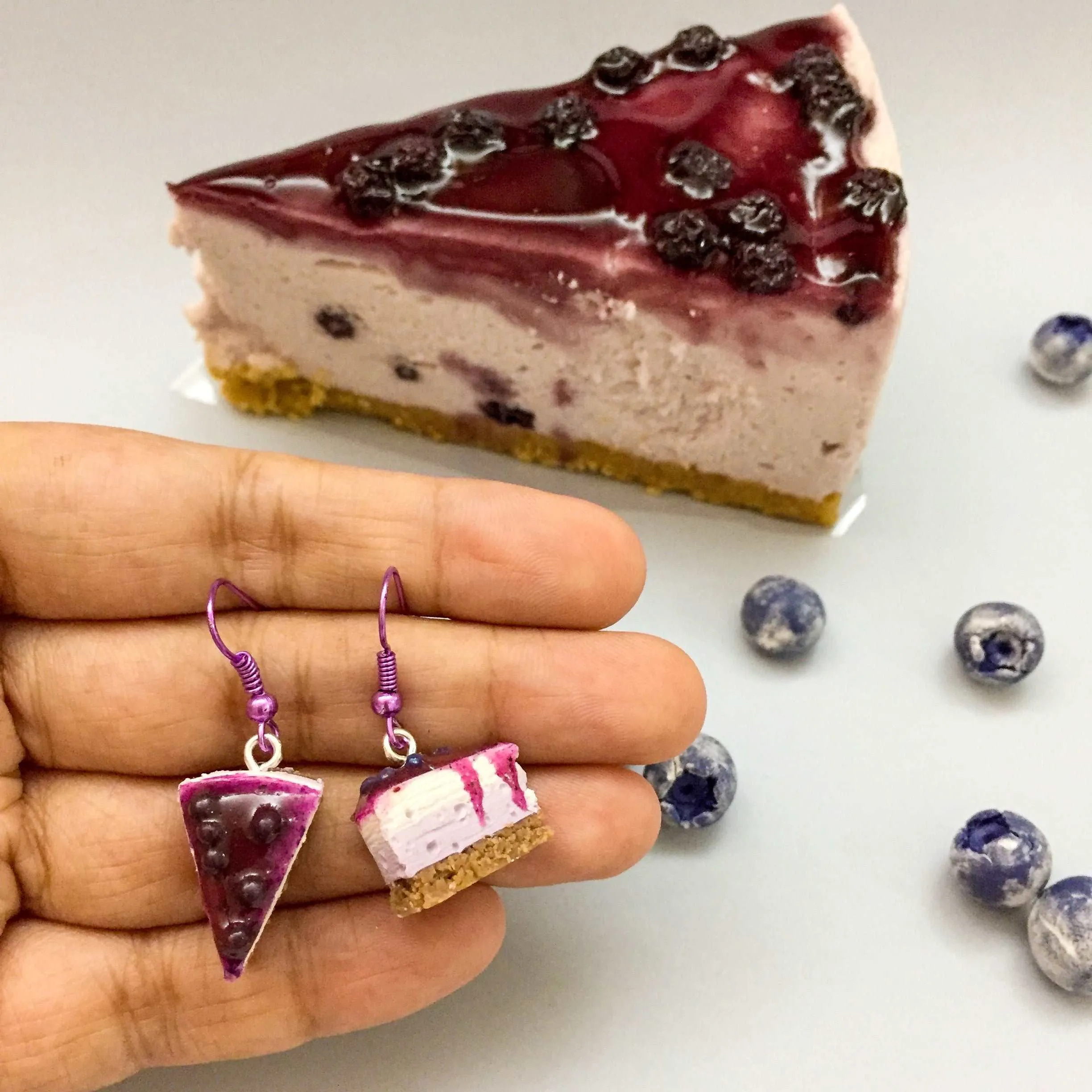 Blueberry Cheesecake Miniature Food Earrings