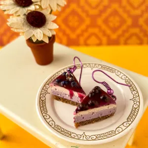 Blueberry Cheesecake Miniature Food Earrings