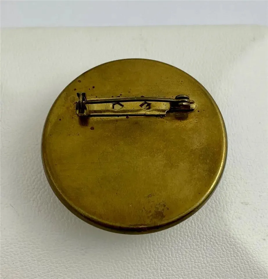 Brooch Vintage Rosette Sidesaddle Fox Hunter Brass Frame