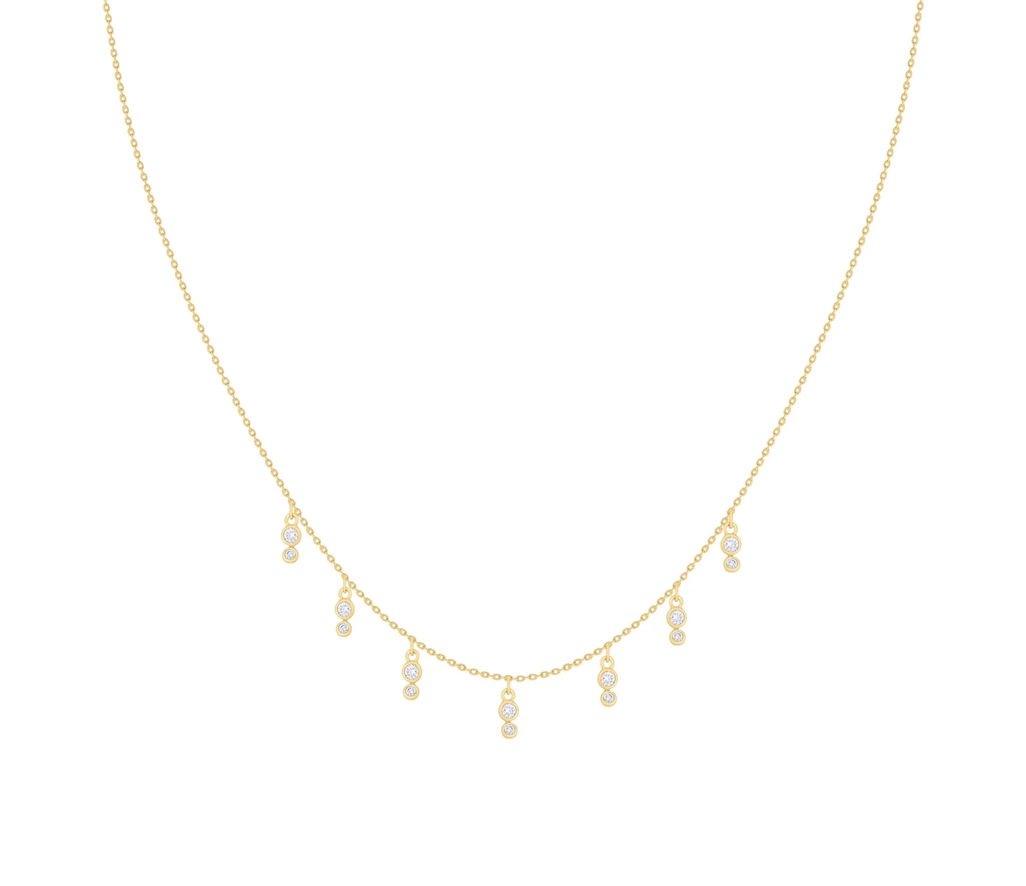 Bubbly Twinkling Diamond Dangle Necklace