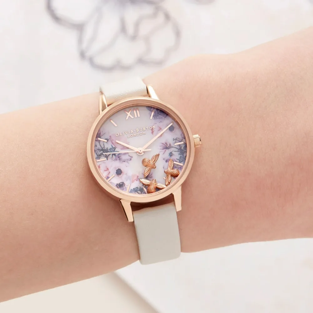 Busy Bees Nude and Rose Gold Watch