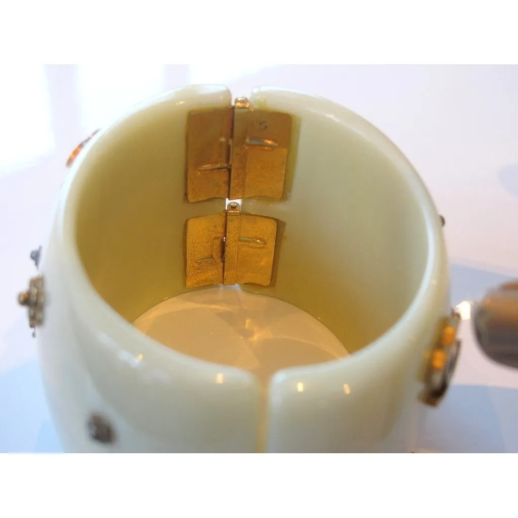 Chanel 1980s Bakelite Multi Logo Manchette Bracelet Box!