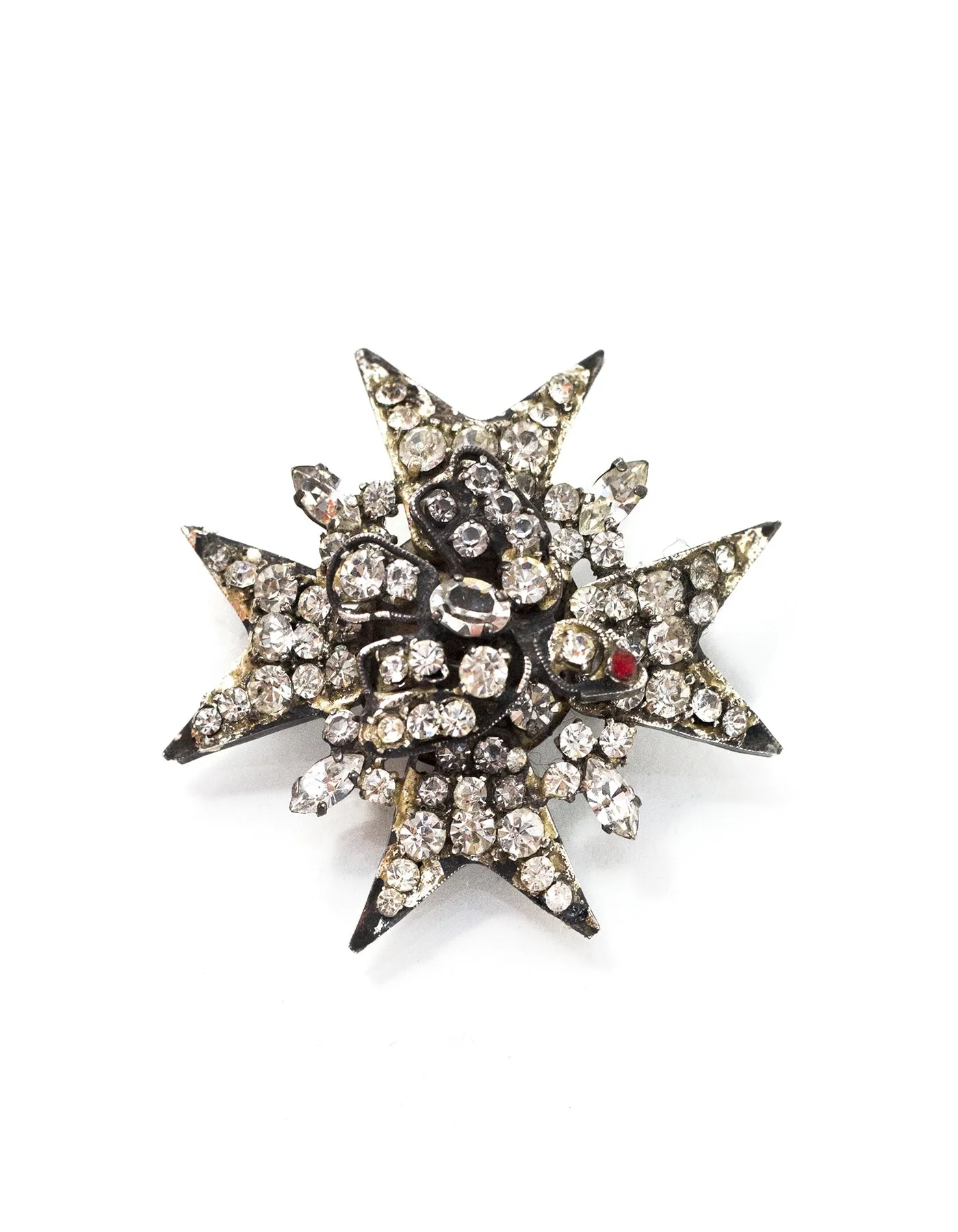 CHANEL Vintage Rhinestone Star & Bird Brooch