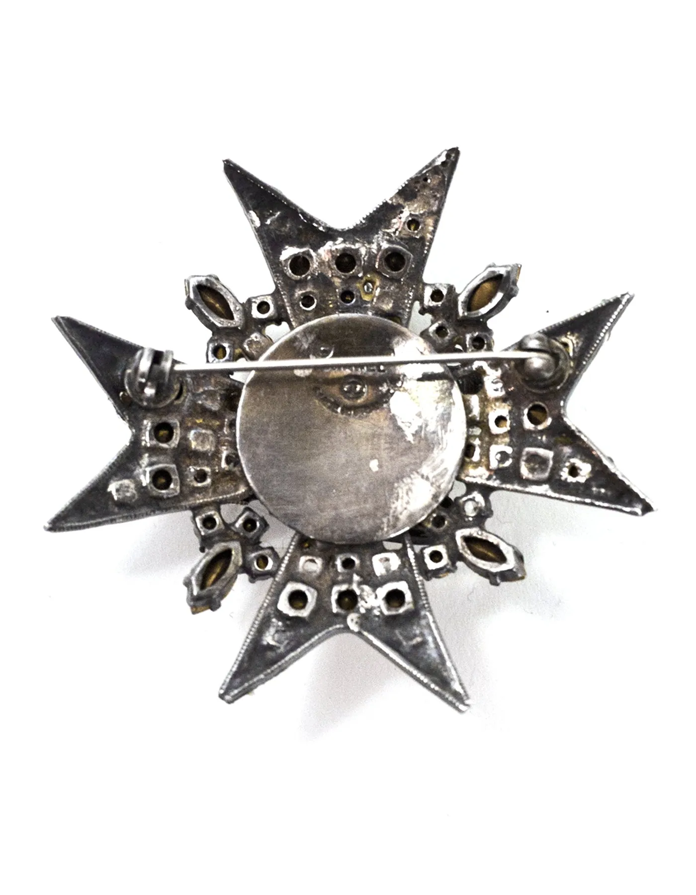 CHANEL Vintage Rhinestone Star & Bird Brooch