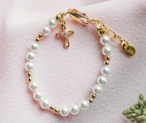 Cherished Moments 14K Gold-Plated Baby Cross Bracelet - Baptism Communion Gift