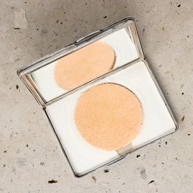 Chic French Art Deco Silver Enamel & Celluloid Compact