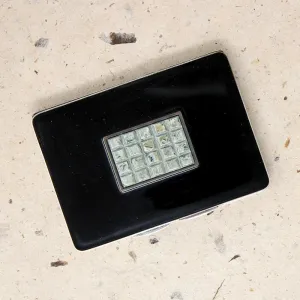 Chic French Art Deco Silver Enamel & Celluloid Compact