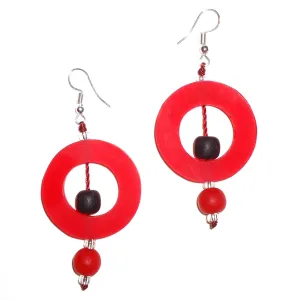 Circle Resin Earrings - Red