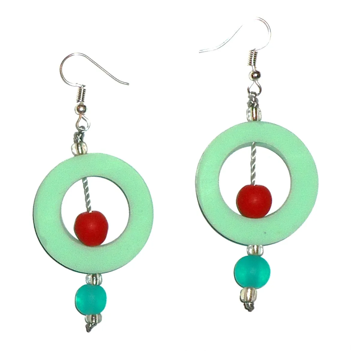 Circle Resin Earrings - Sea Green