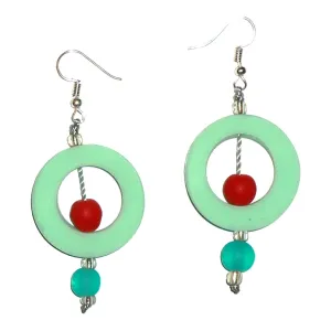 Circle Resin Earrings - Sea Green
