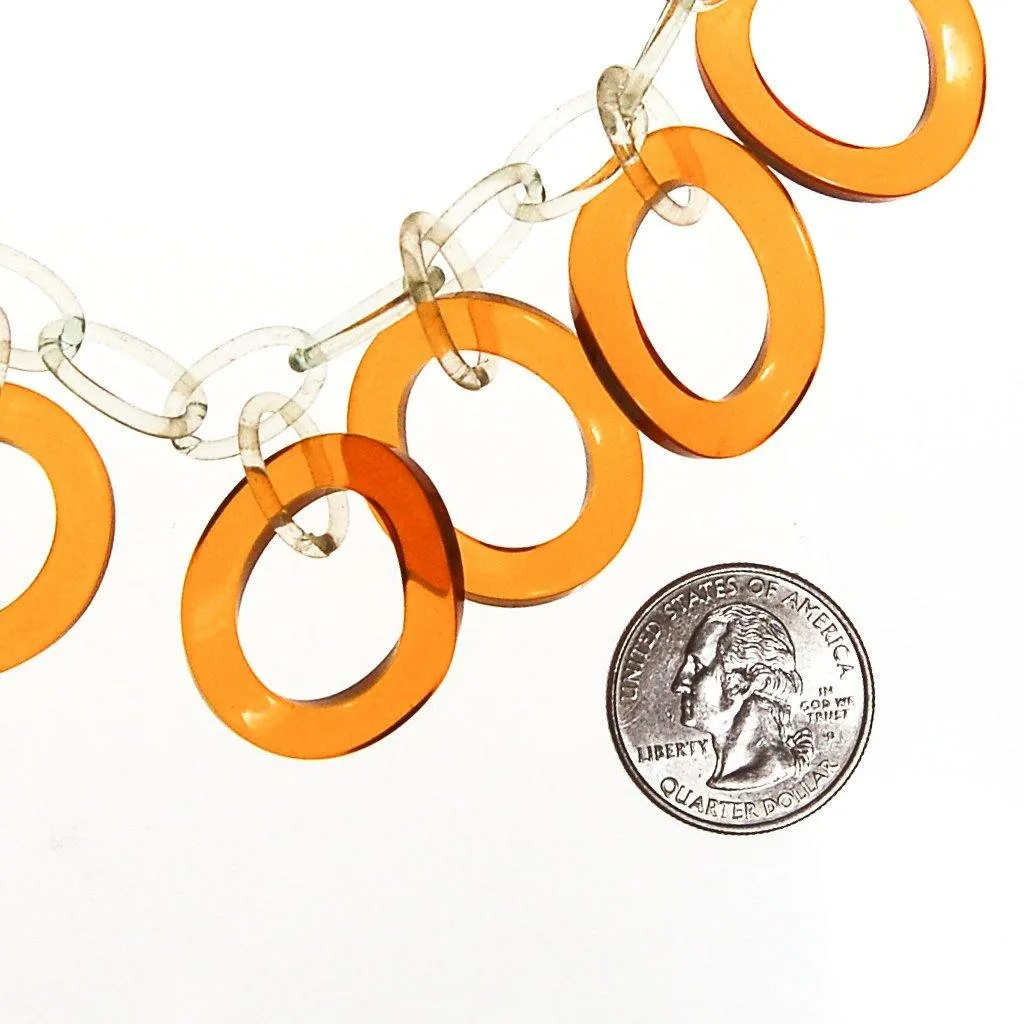 Clear and Butterscotch Lucite Link Necklace