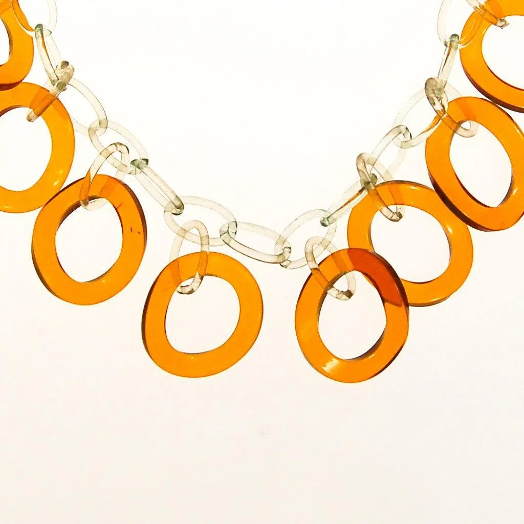 Clear and Butterscotch Lucite Link Necklace