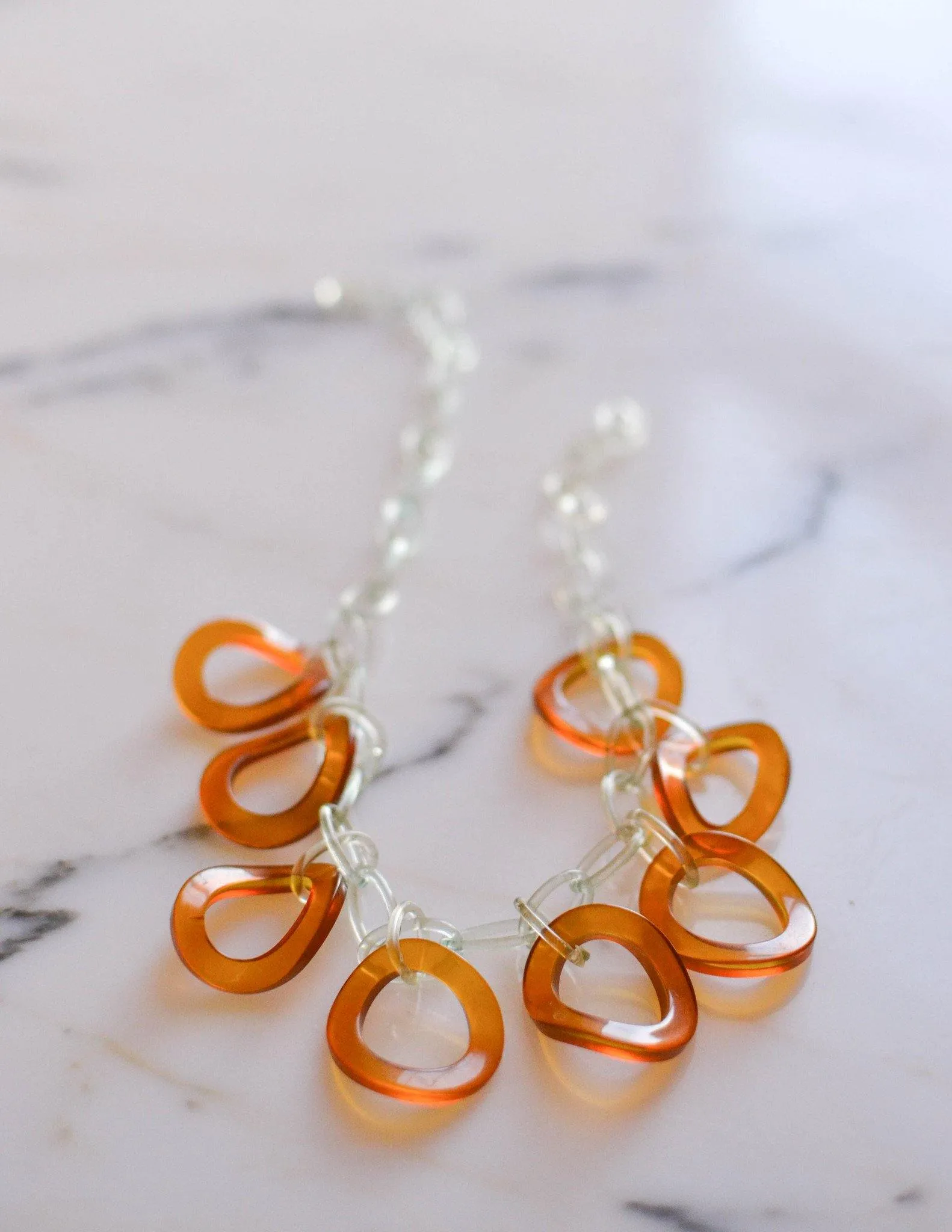 Clear and Butterscotch Lucite Link Necklace