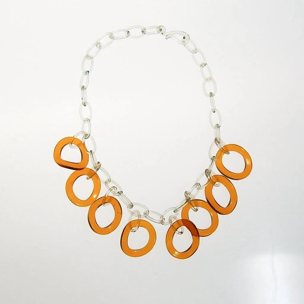 Clear and Butterscotch Lucite Link Necklace