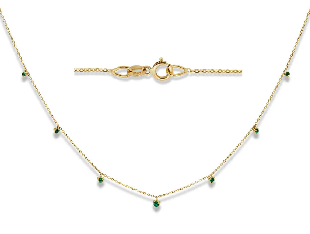Color Stone Miniature Hearts Dangle Necklace