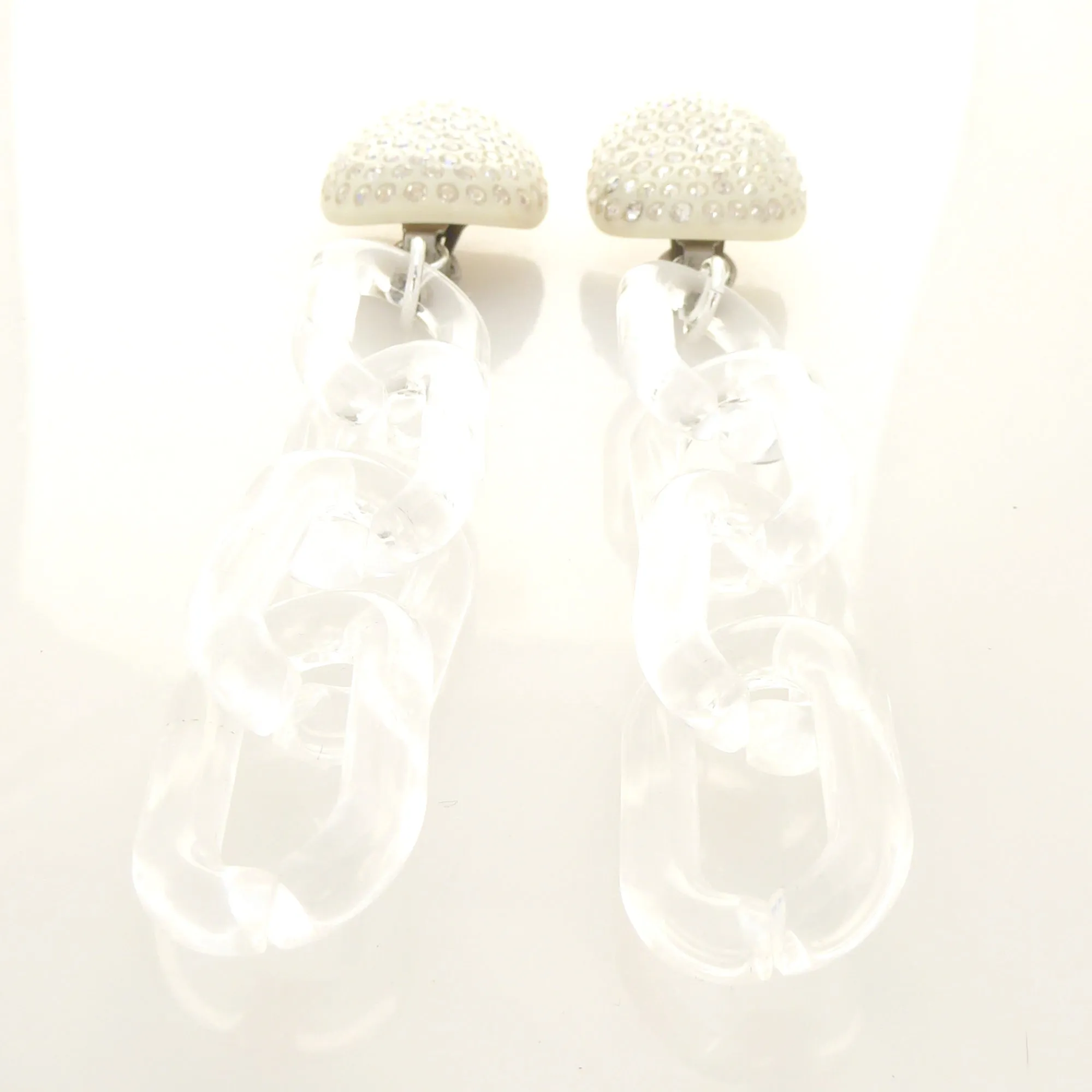 Cream celluloid rhinestone earrings