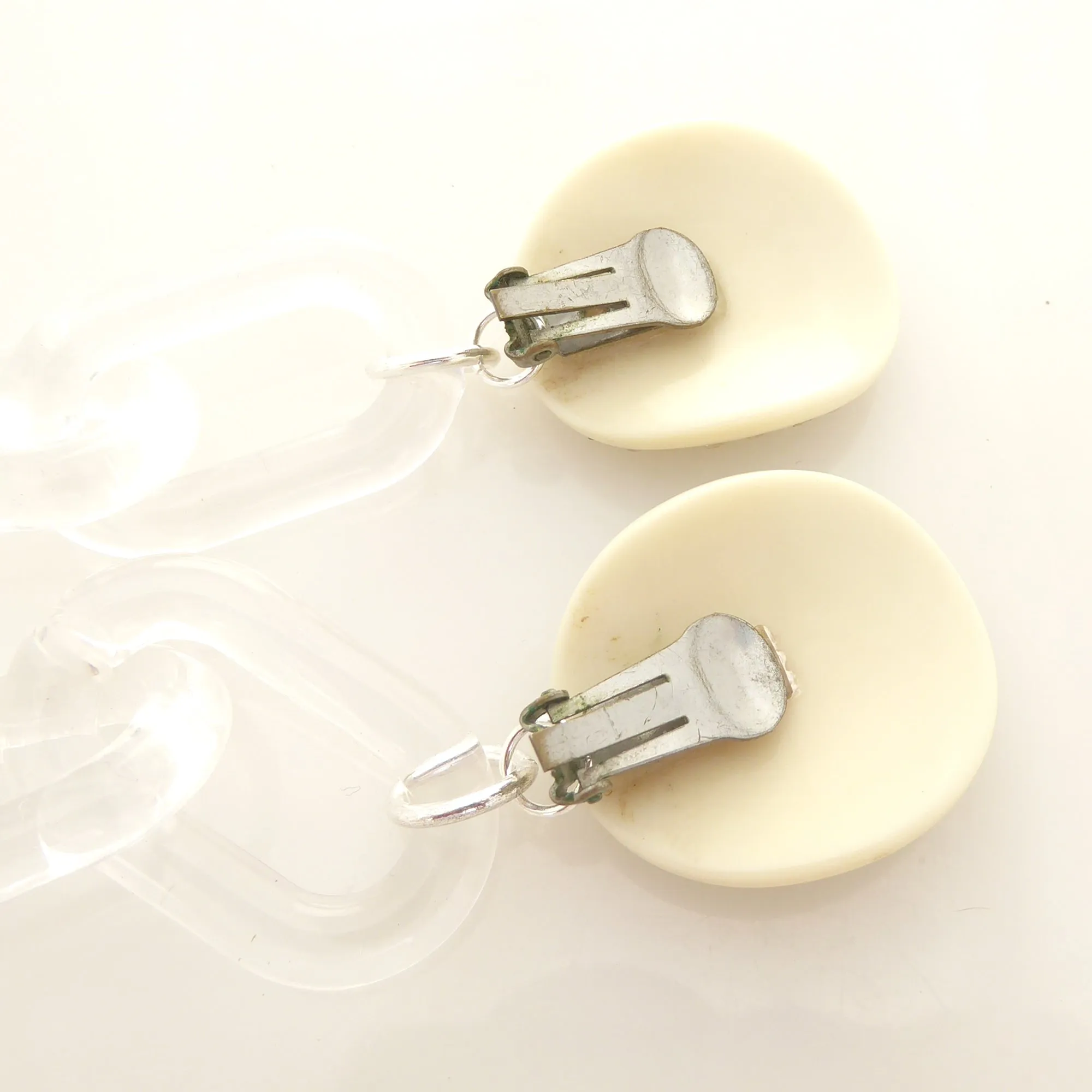 Cream celluloid rhinestone earrings