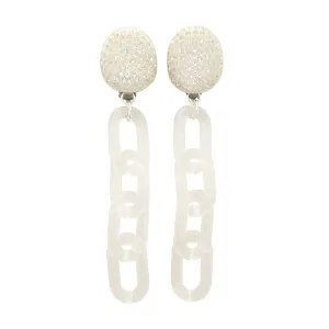 Cream celluloid rhinestone earrings