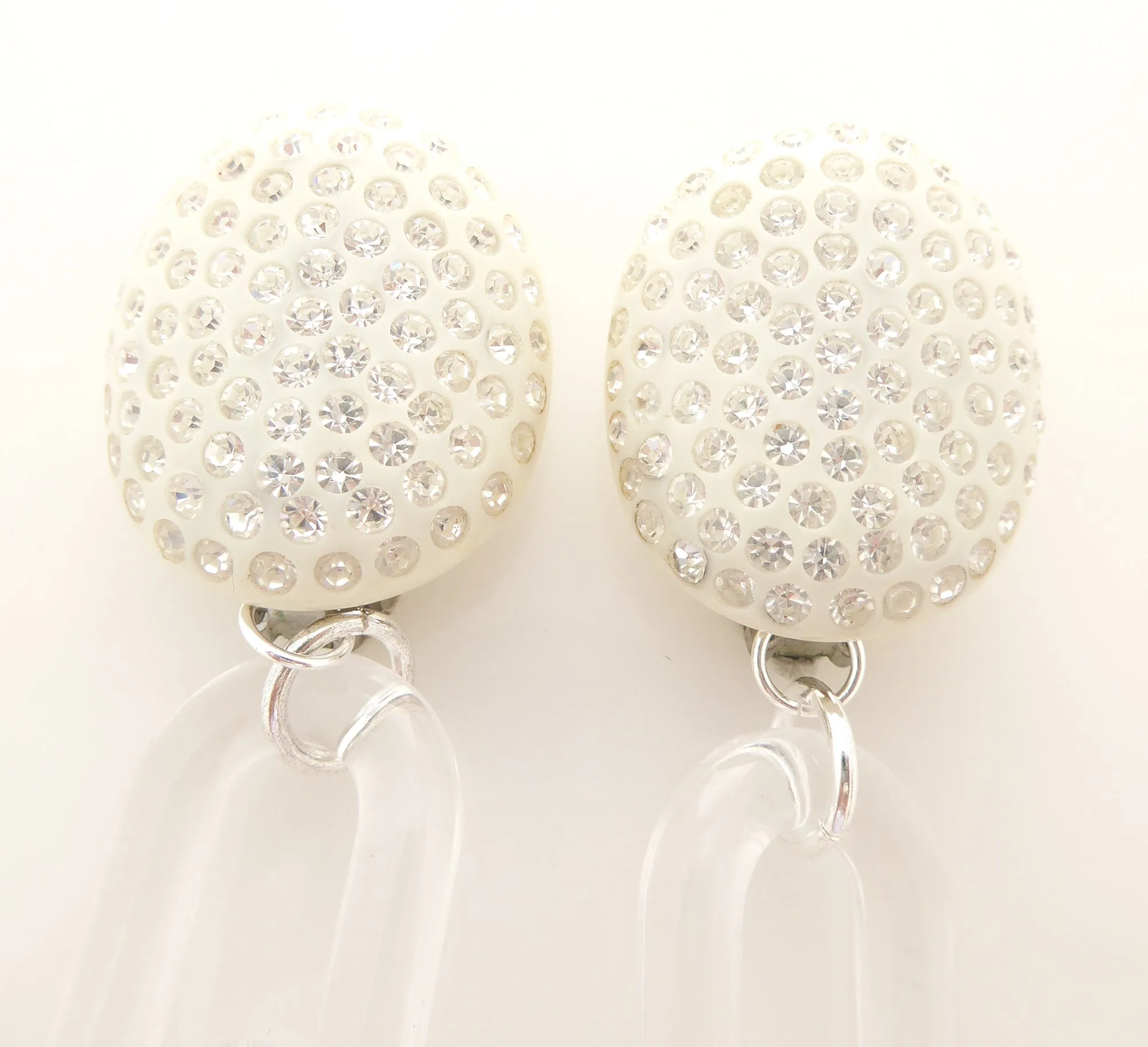 Cream celluloid rhinestone earrings