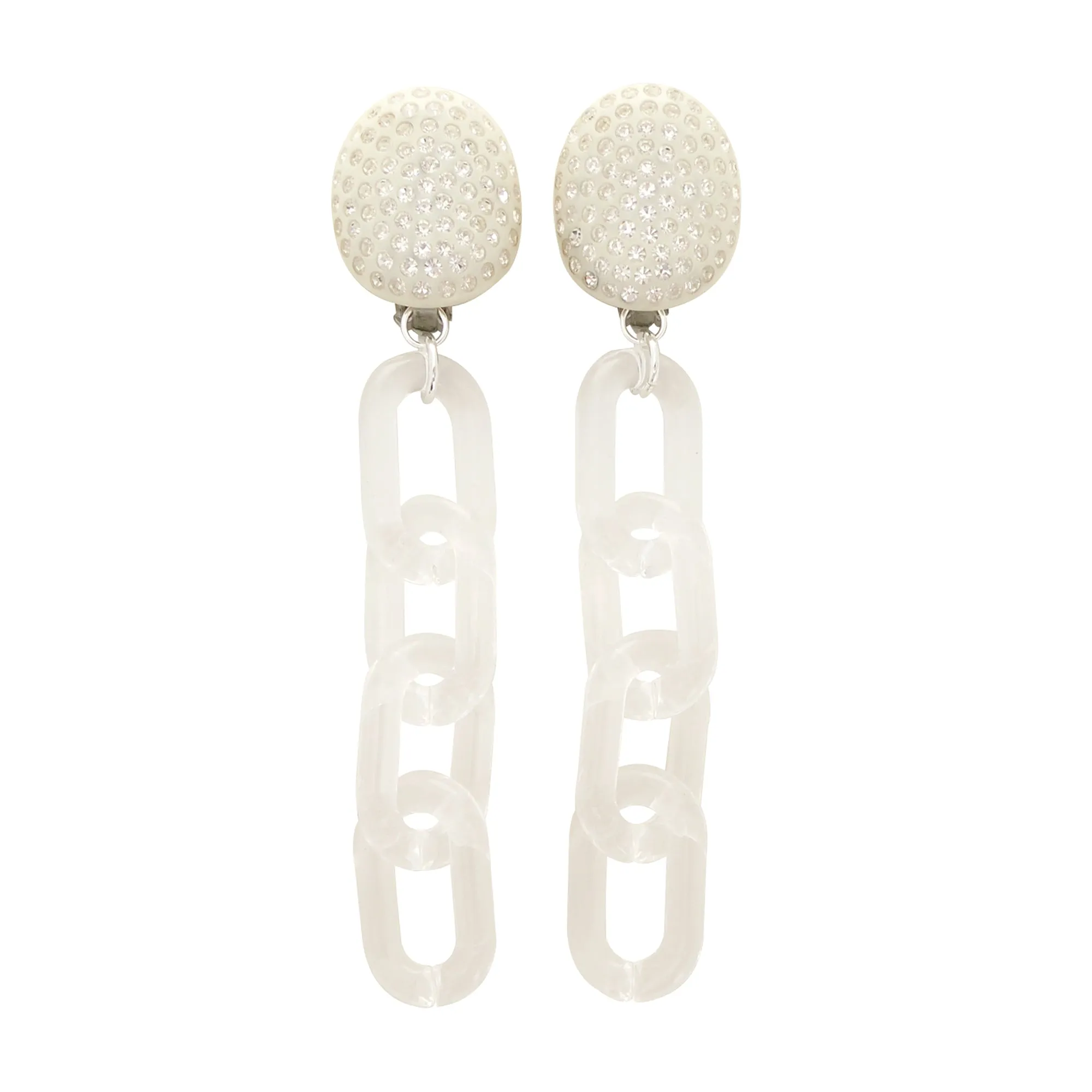 Cream celluloid rhinestone earrings