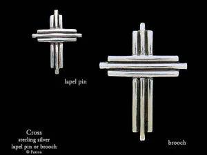 Cross Lapel Pin or Cross Brooch Sterling Silver