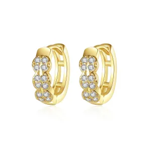 Cubic Zirconia & 18K Gold-Plated Round Huggie Earrings