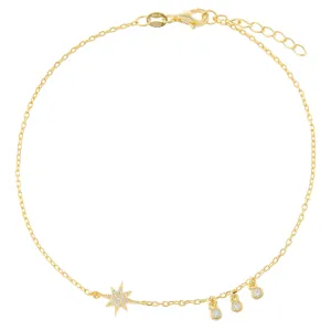 CZ Bezel Starburst Anklet