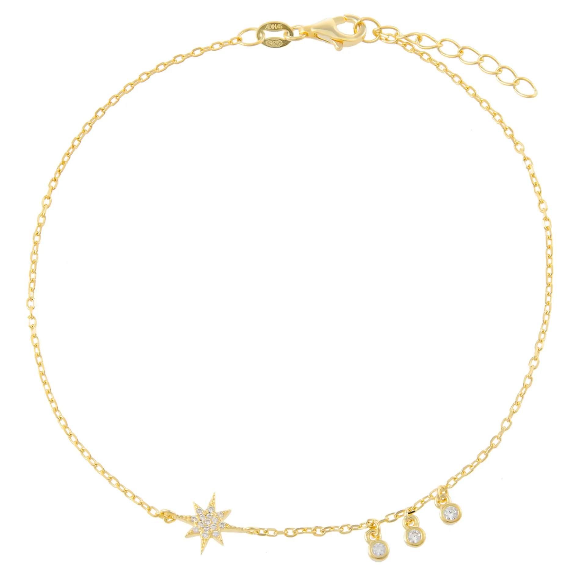 CZ Bezel Starburst Anklet
