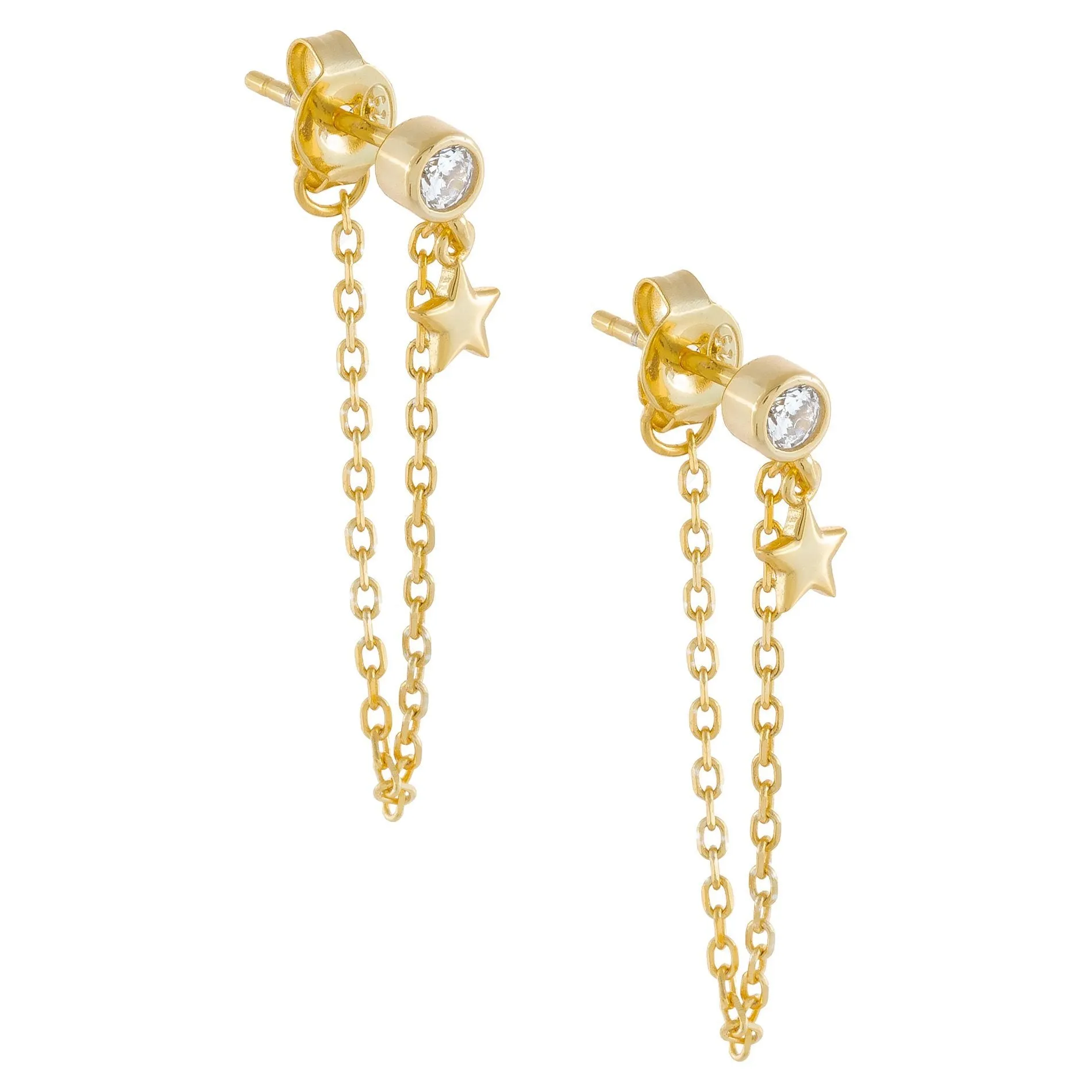 CZ Star Chain Stud Earring