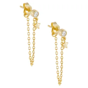 CZ Star Chain Stud Earring