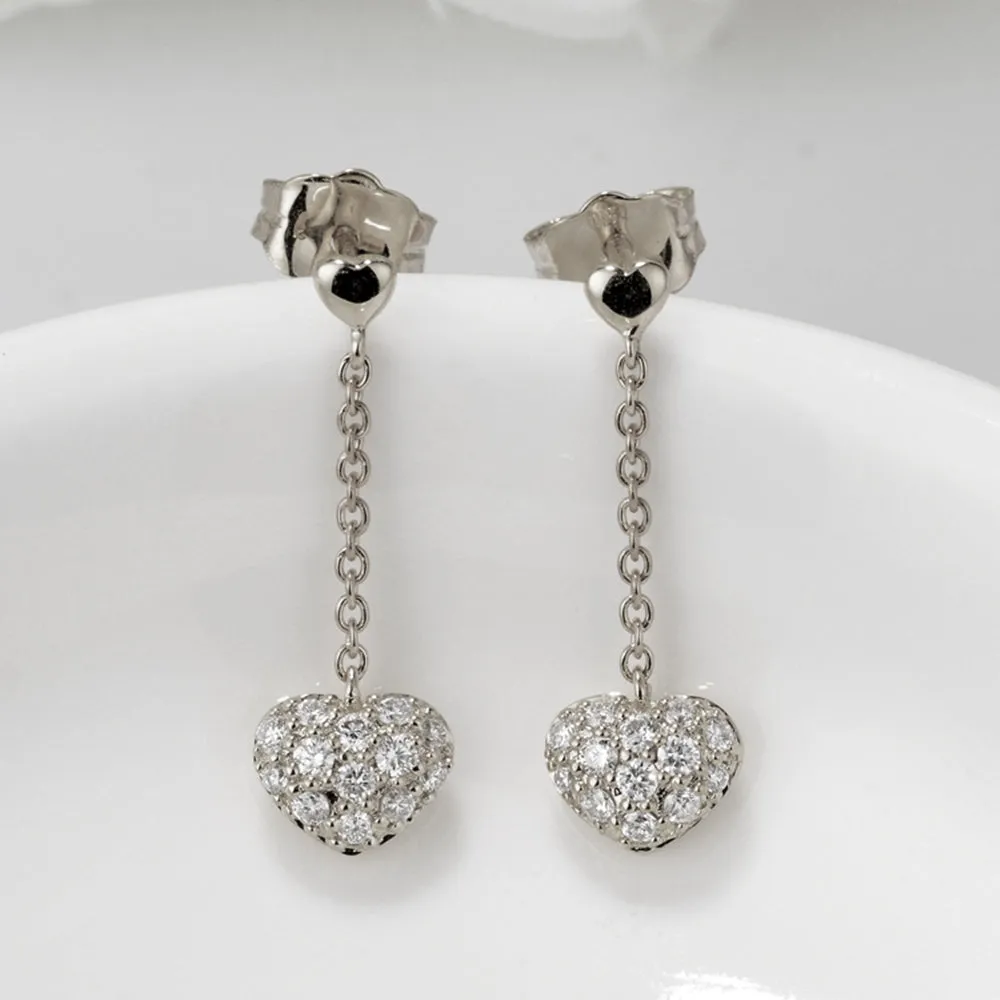 Dainty Heart Dangle Thread Earrings