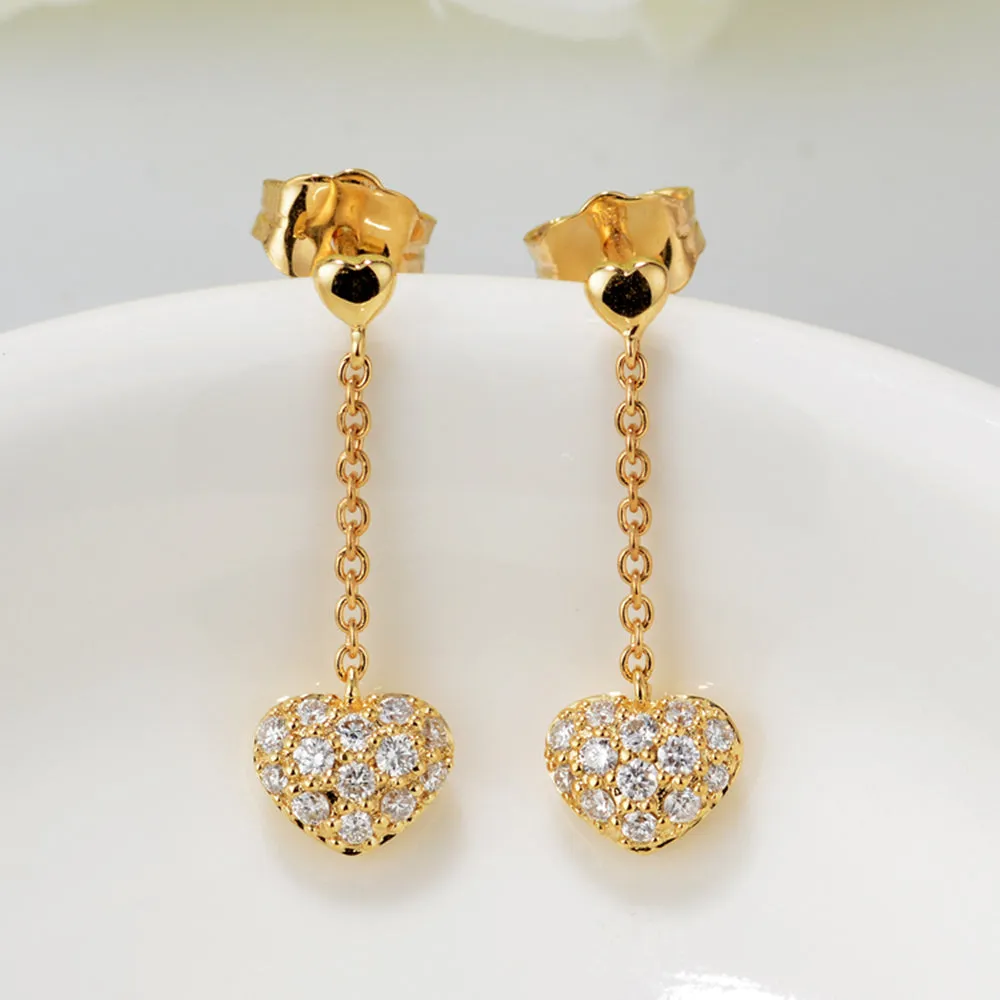 Dainty Heart Dangle Thread Earrings
